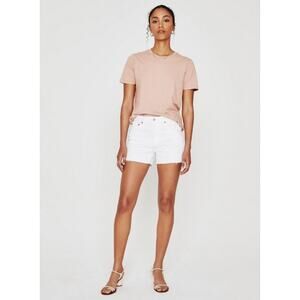 AG - AG-ed Denim Hailey High Waist Cut-Off Ex Boyfriend Shorts in White, Size 29
